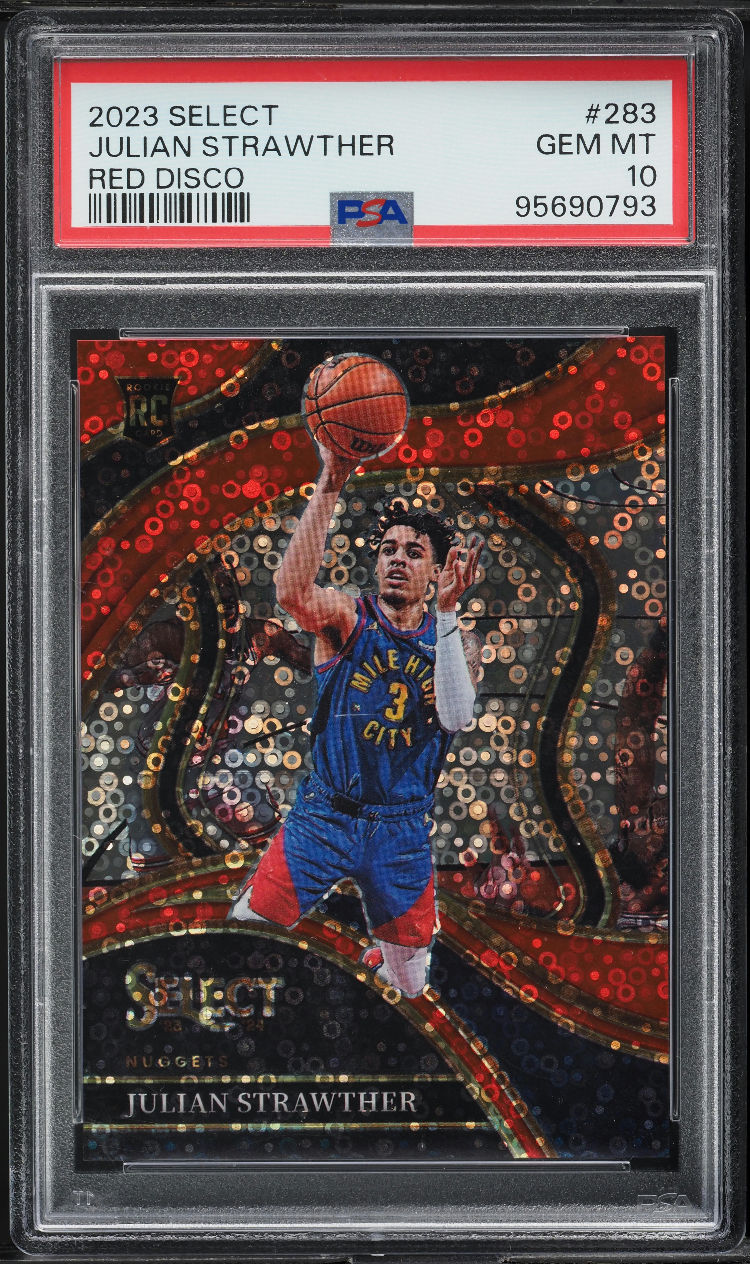 2023 Select Courtside Red Disco Julian Strawther ROOKIE /49 #283 