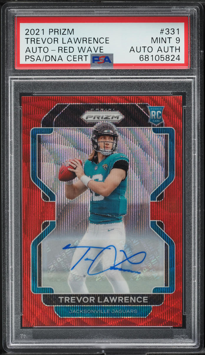 2021 Panini Prizm Red Wave Trevor Lawrence ROOKIE AUTO /149 #331 PSA/DNA 9 MINT