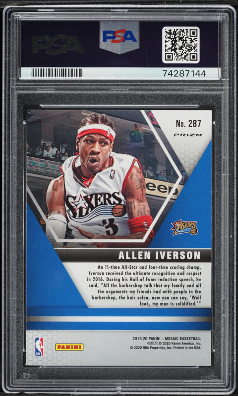 2019 Panini Mosaic Genesis Allen Iverson #287 PSA 10 GEM MINT on