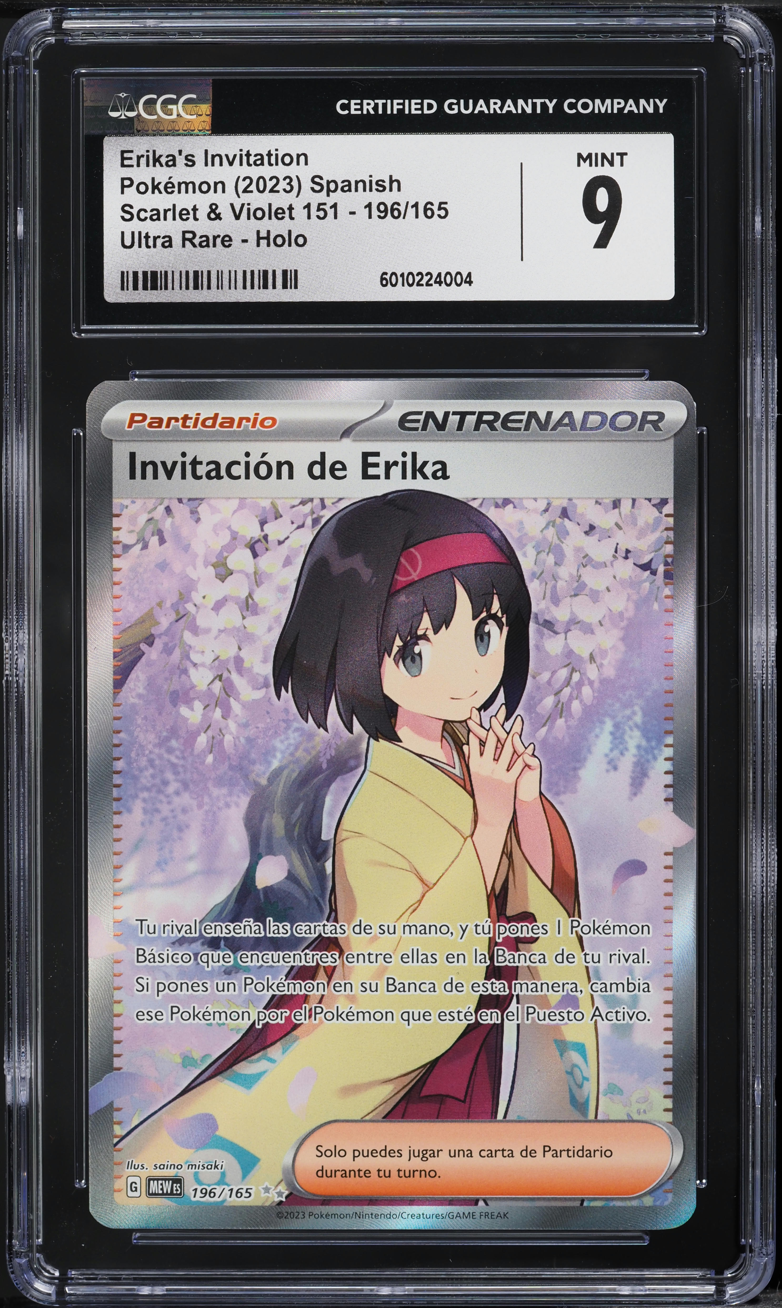 2023 Pokemon Spanish SV 151 Full Art Erika's Invitation #196 CGC 9 MINT on Fanatics Collect 2023 Pokemon Spanish SV 151 Full Art Erika's Invitation #196 CGC 9 MINT on Fanatics Collect