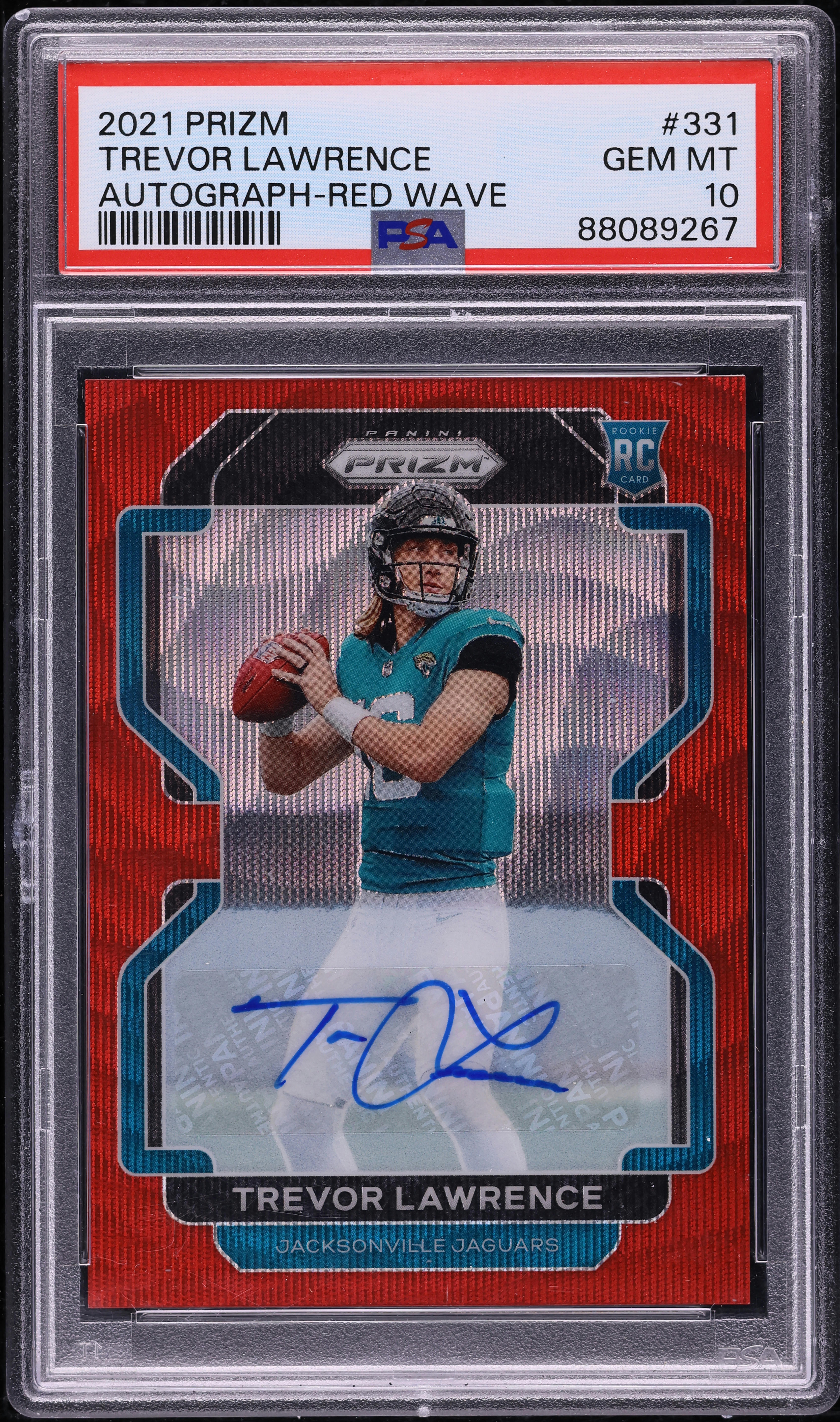 2021 Panini Prizm Red Wave Trevor Lawrence ROOKIE AUTO /149 #331
