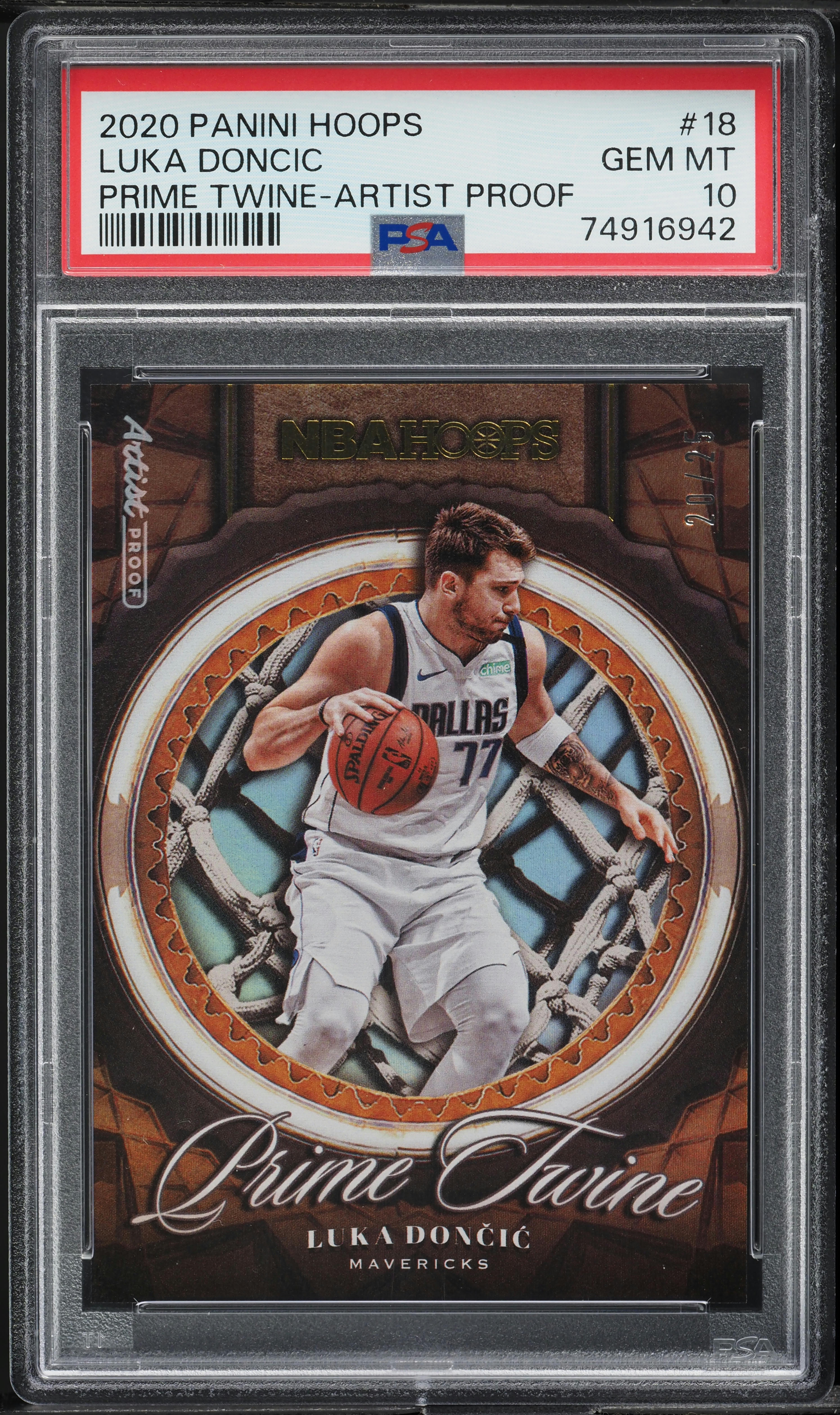 2020 Hoops Prime Twine Artist Proof Luka Doncic /25 #18 PSA 10 GEM