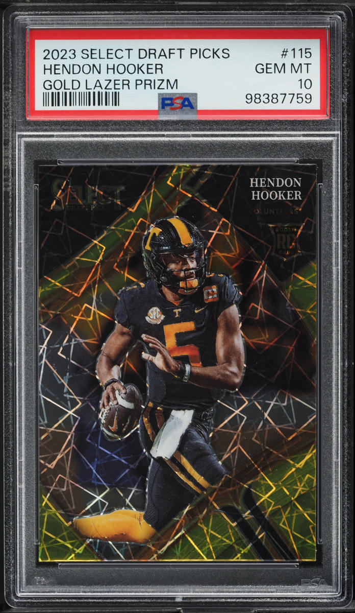 2023 Select Draft Picks Gold Lazer Prizm Hendon Hooker ROOKIE #115 PSA 10 GEM