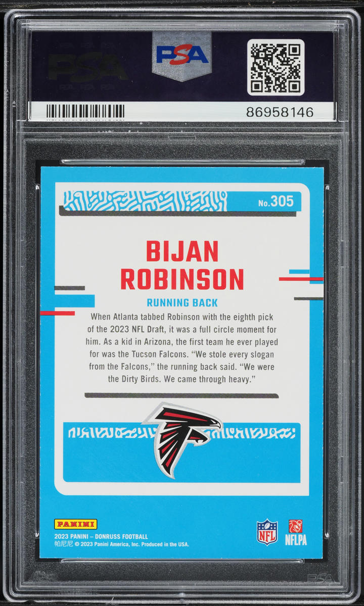2023 Donruss Football Bijan Robinson ROOKIE #305 PSA 7 NRMT