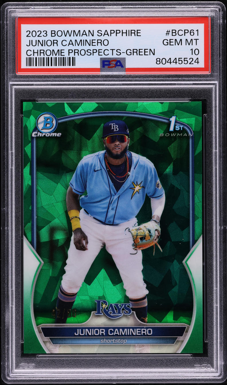 2023 Bowman Chrome Sapphire Green Junior Caminero ROOKIE /60 #BCP-61 PSA 10 GEM