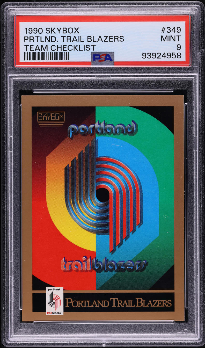 1990 Skybox Team Checklist Portland Trail Blazers #349 PSA 9 MINT