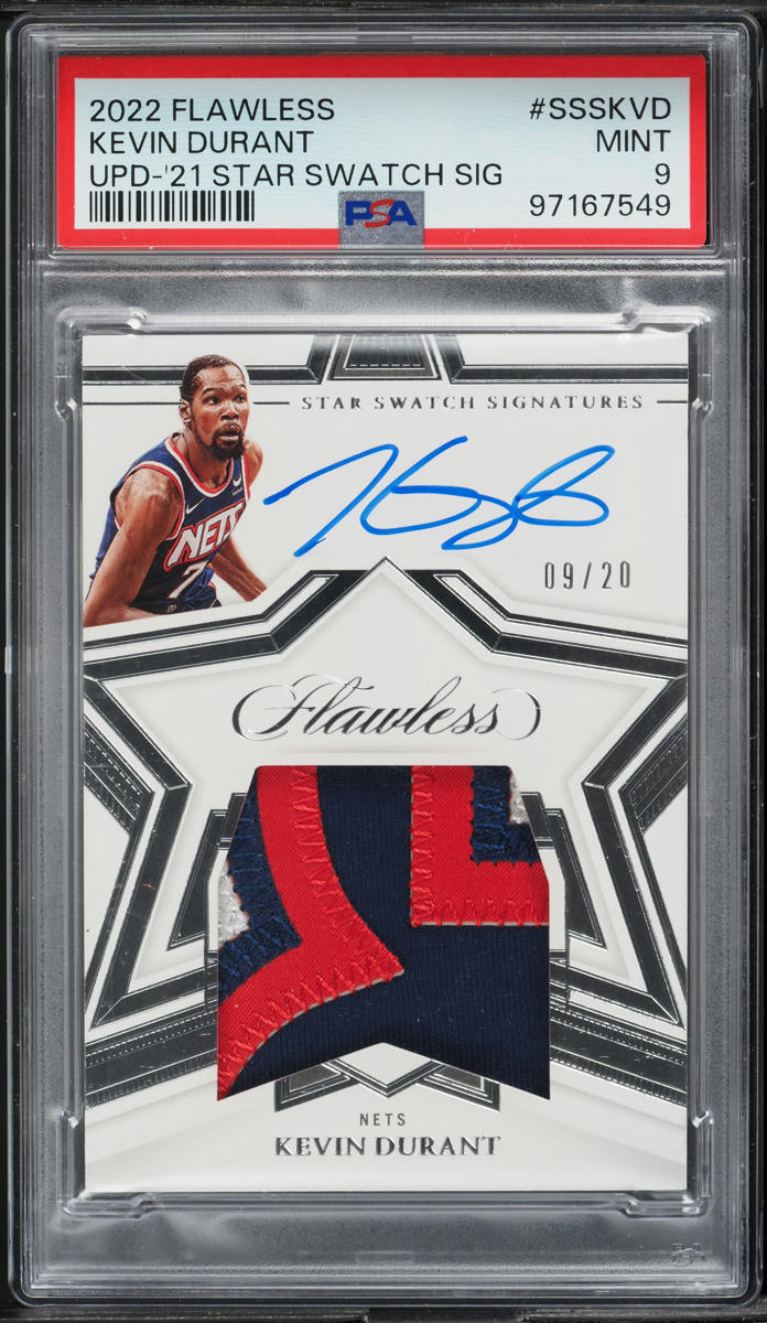 2022 Panini Flawless Update '21 Star Swatch Kevin Durant PATCH AUTO /20 PSA 9