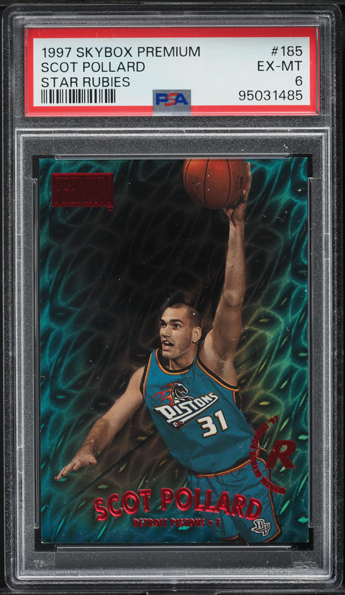 1997 Skybox Premium Star Rubies Scot Pollard ROOKIE /50 #185 1997 Skybox Premium Star Rubies Scot Pollard ROOKIE /50 #185