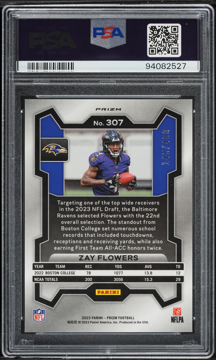 バンドリパレオPSA10‼️ 2023 Panini Prizm Pandora Zay Flowers /400 #307 PSA 10 GEM MINT on