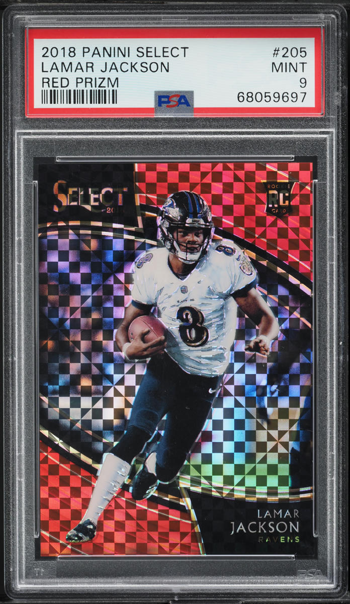 2018 Select Field Level Red Prizm Lamar Jackson ROOKIE /49 #205 PSA 9 MINT