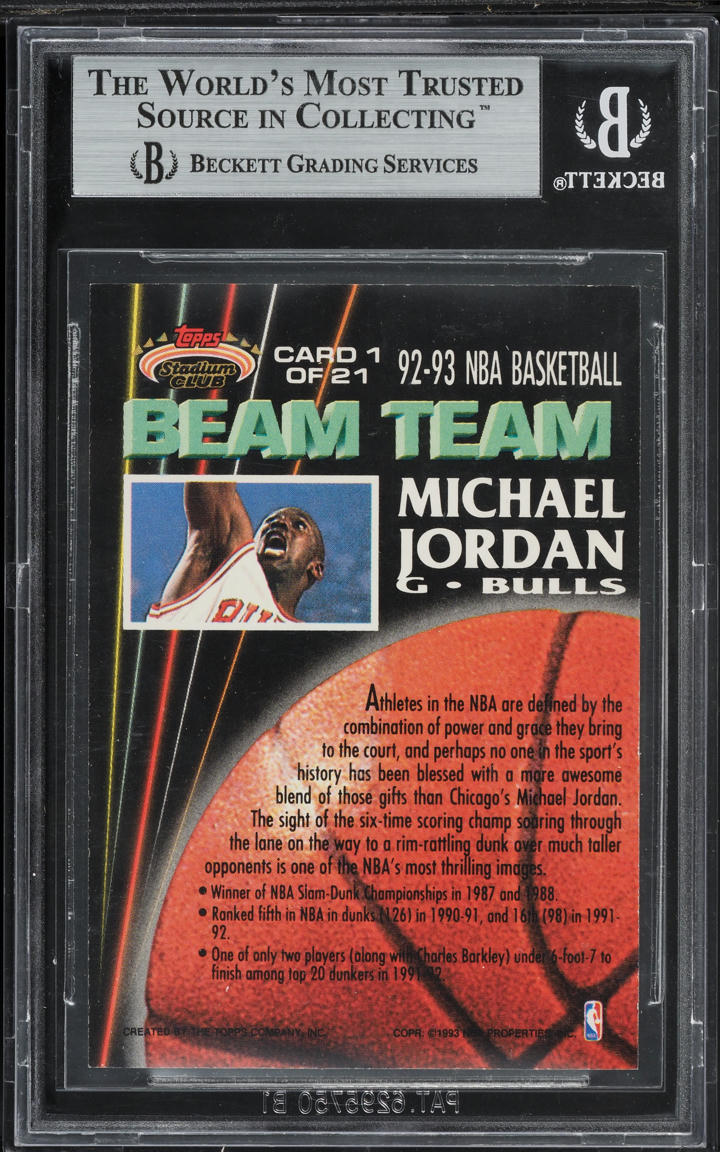 1992 Stadium Club Beam Team Members Only Michael Jordan #1 BGS 9 MINT