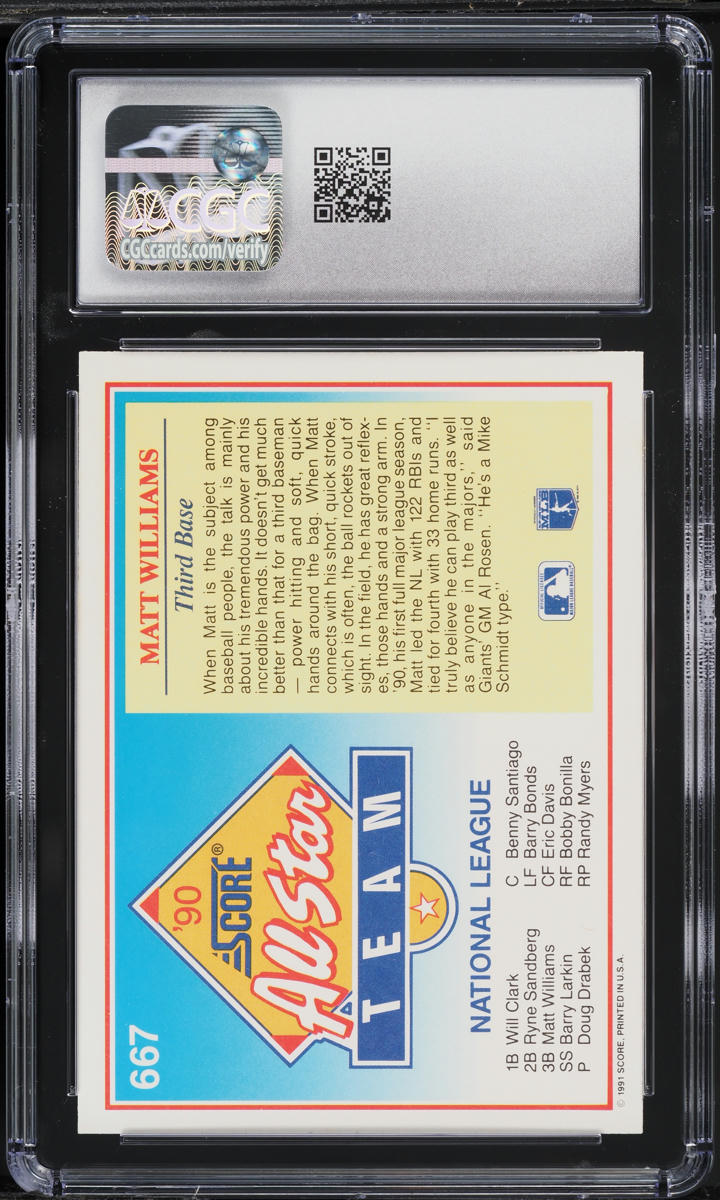 1991 Score All Star Matt Williams #667 CGC 9 MINT