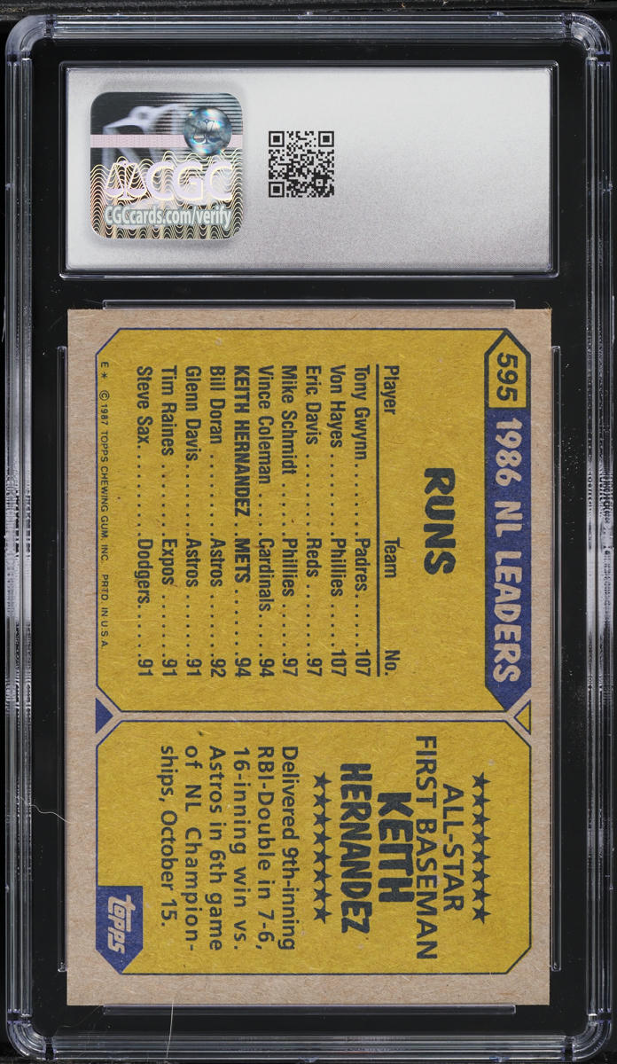 1987 Topps Keith Hernandez ALL-STAR #595 CGC 8 NM-MT