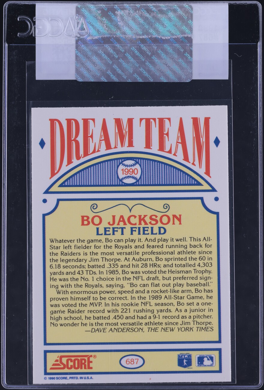 1990 Score Bo Jackson #687 CGC AUTH