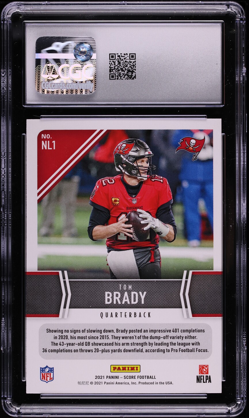 2021 Score Next Level Stats Tom Brady #NL1 CGC 10 GEM MINT