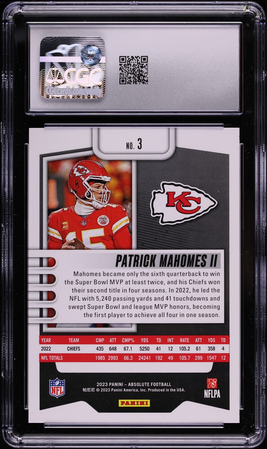 2023 Absolute Football Patrick Mahomes II #3 CGC 10 GEM MINT