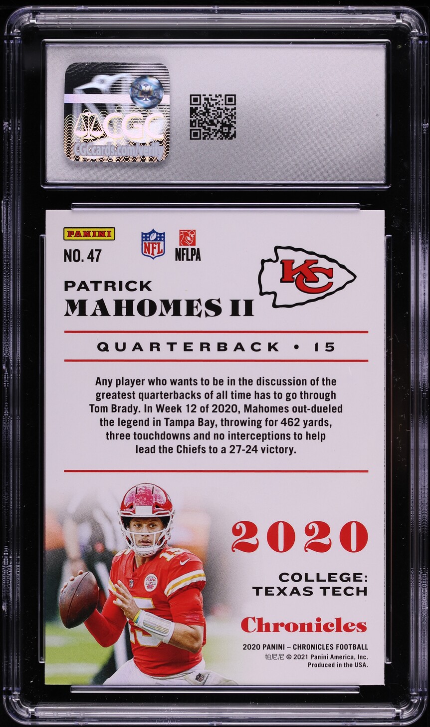 2020 Panini Chronicles Patrick Mahomes II #47 CGC 10 GEM MINT