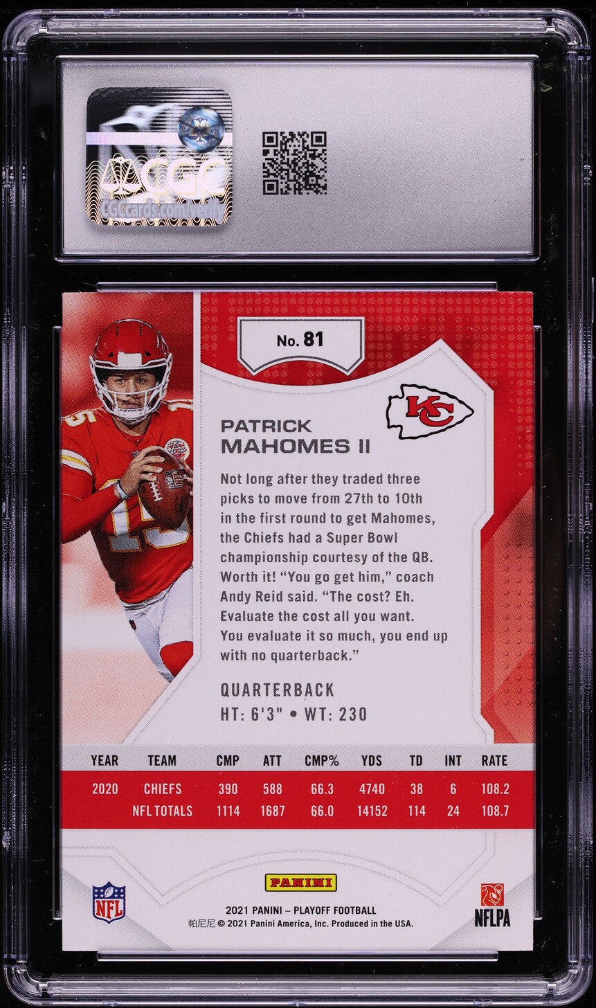 2021 Panini Playoff Patrick Mahomes II #81 CGC 10 GEM MINT