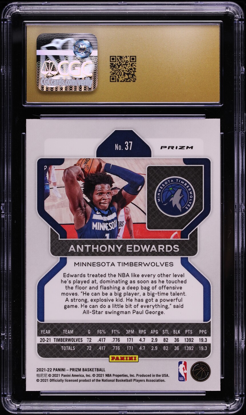 2021 Panini Prizm Red White & Blue Anthony Edwards #37 CGC 10 PRISTINE