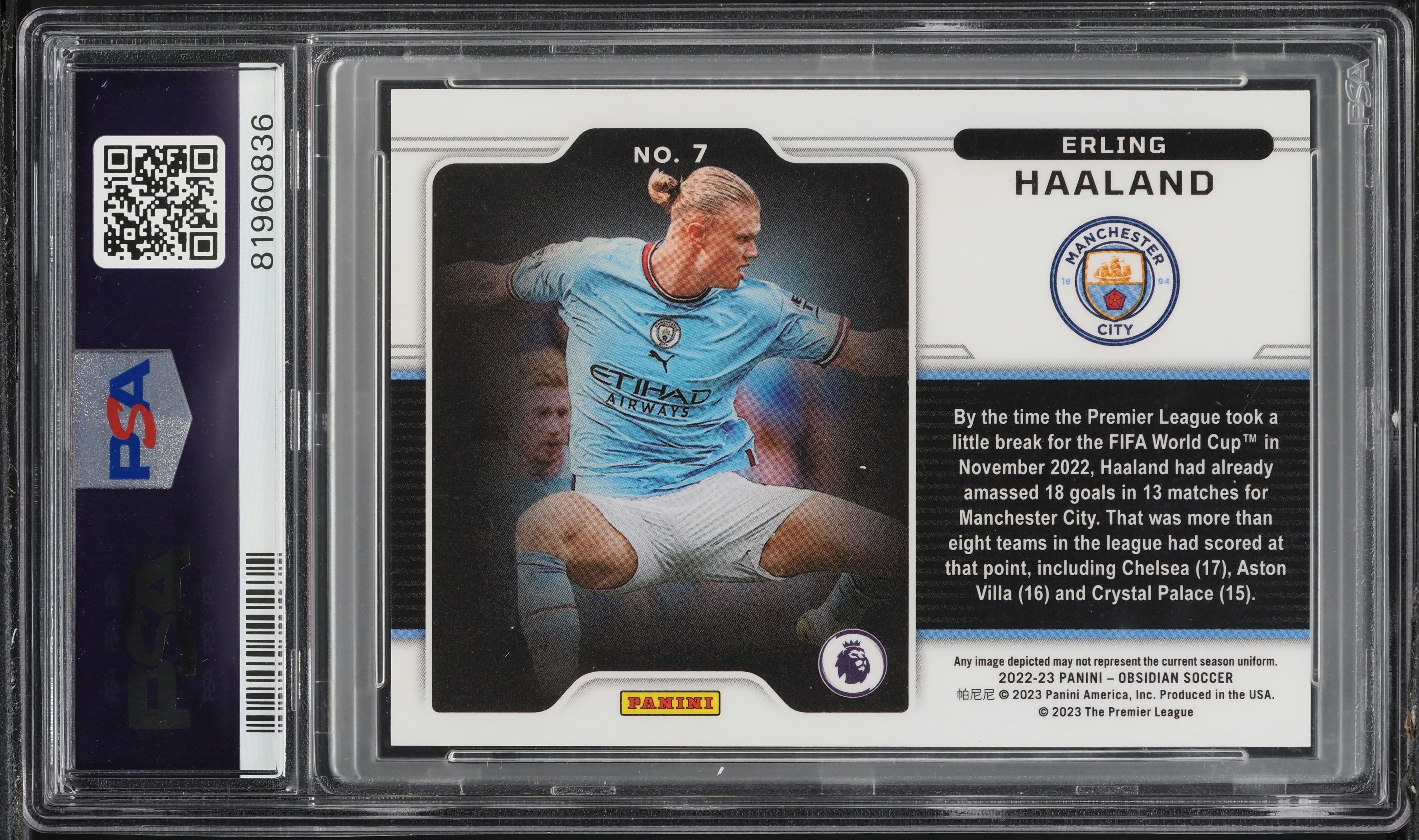 2022 Panini Obsidian Black Colorblast Erling Haaland #7 PSA 9 MINT
