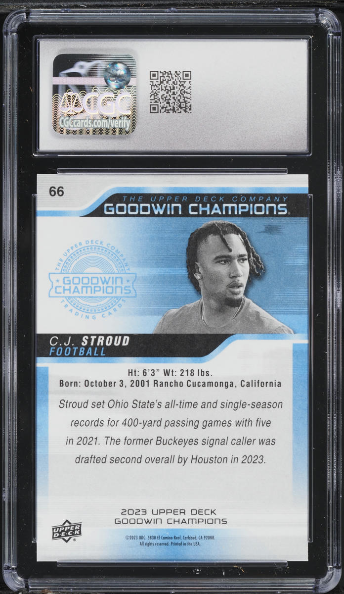 2023 Upper Deck Goodwin Champions C.J. Stroud ROOKIE #66 CGC 10 GEM MINT