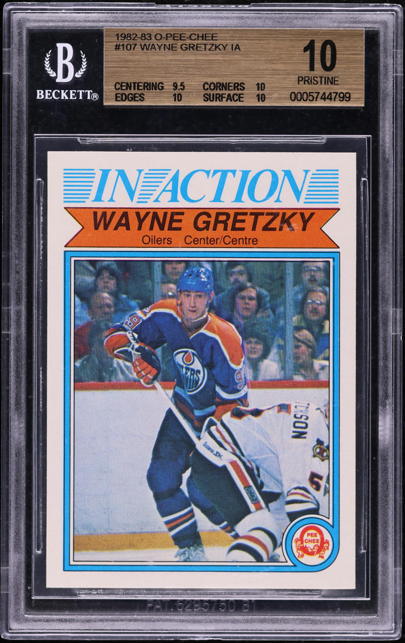 1982 O-Pee-Chee Hockey Wayne Gretzky IN ACTION #107 BGS 10 PRISTINE