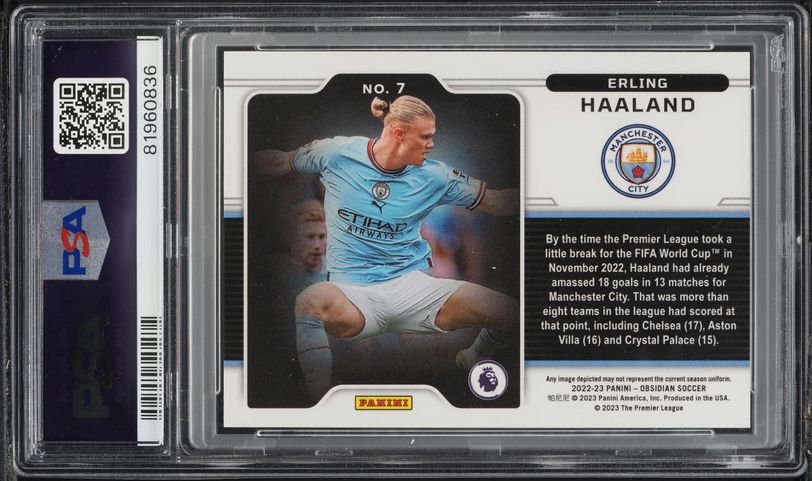 2022 Panini Obsidian Black Colorblast Erling Haaland #7 PSA 9 MINT
