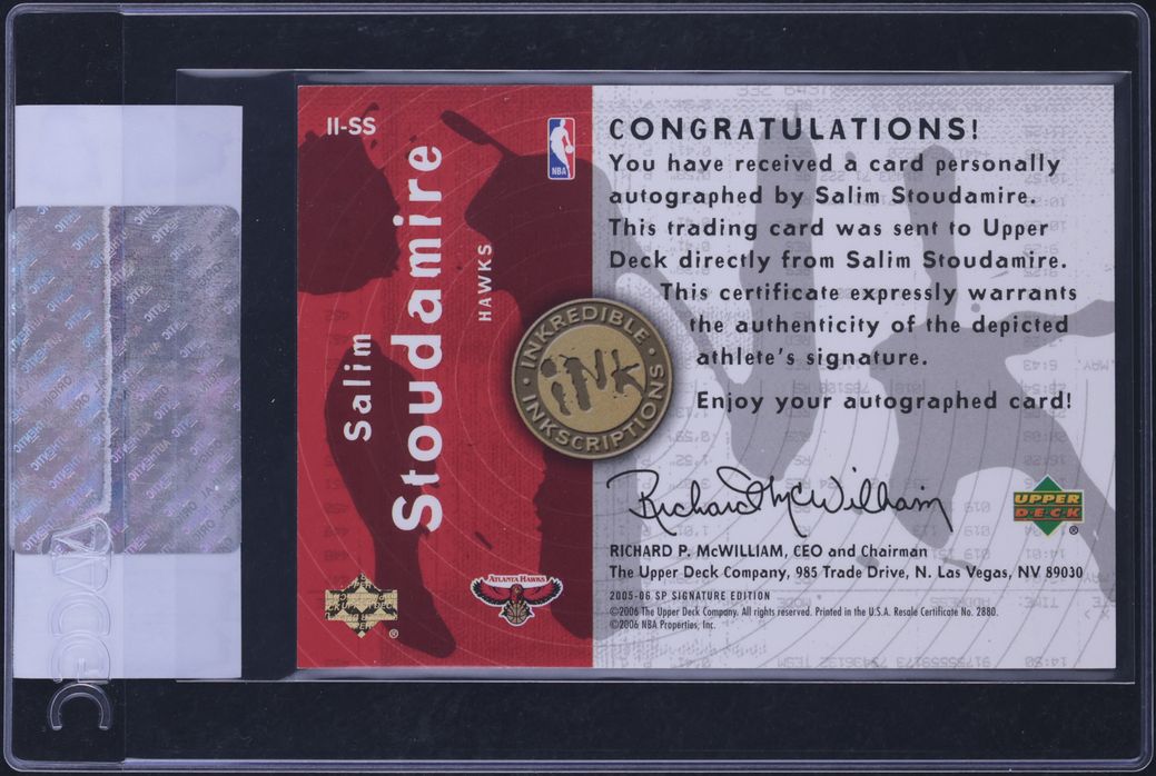 2005 SP INKredible INKscriptions Salim Stoudamire AUTO /100 #II-SS CGC AUTH