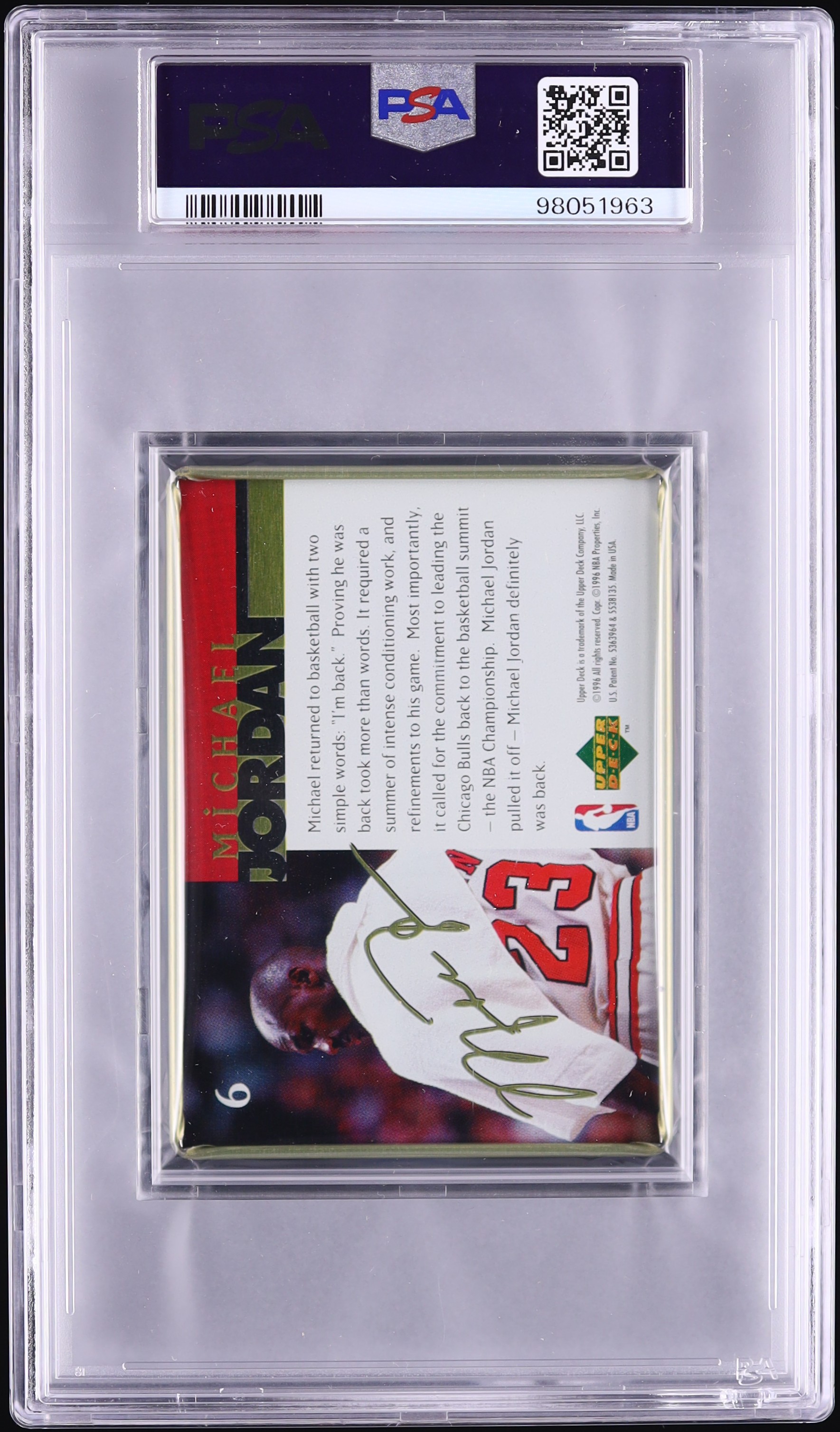 1996 Upper Deck Metal Michael Jordan #6 PSA 9 MINT on Fanatics Collect