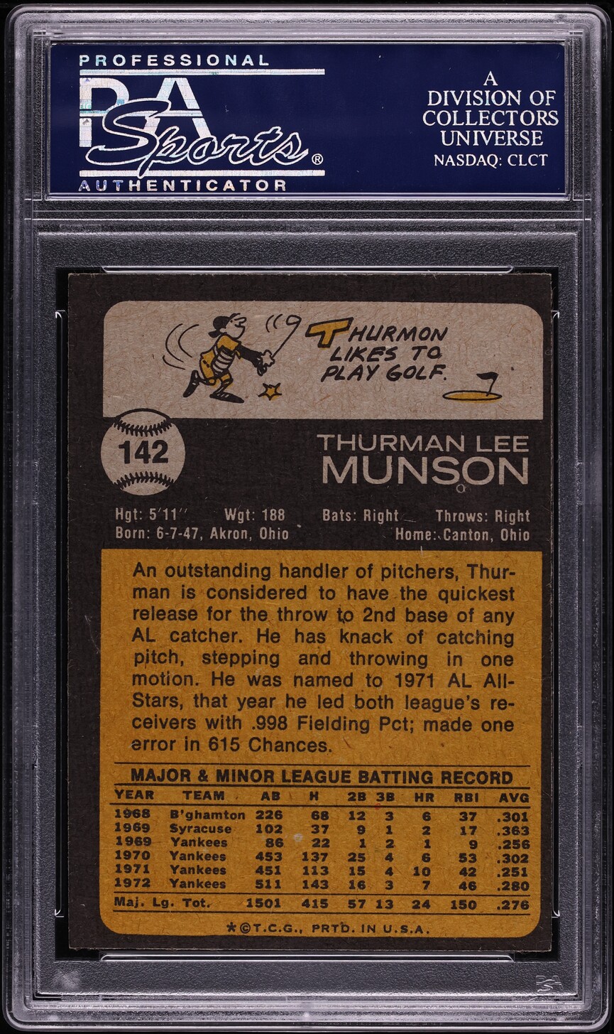 1973 Topps Thurman Munson #142 PSA 8 NM-MT