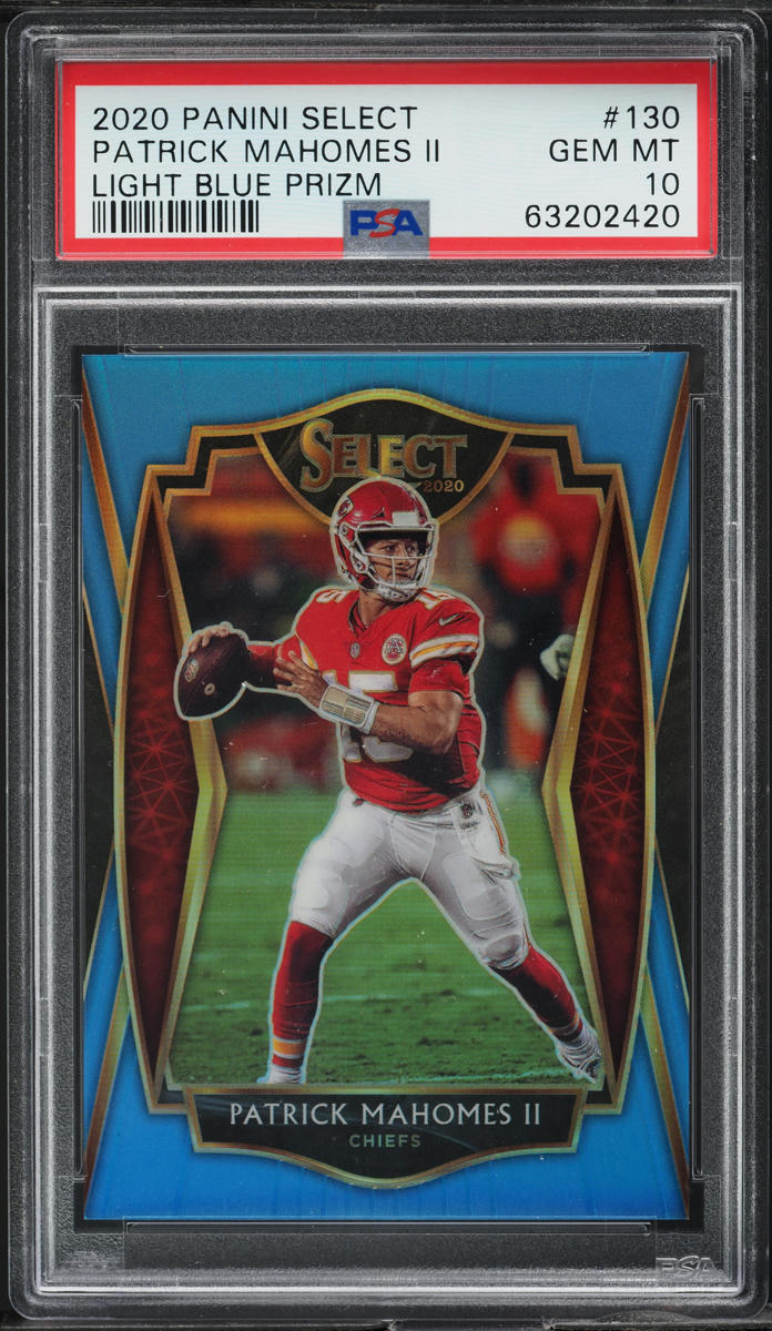 2020 Select Premier Level Light Blue Prizm Patrick Mahomes II /99 PSA 10 GEM