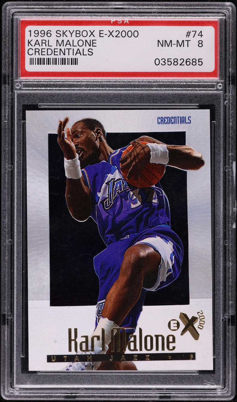1996 Skybox E-X2000 Credentials Karl Malone /499 #74 PSA 8 NM-MT