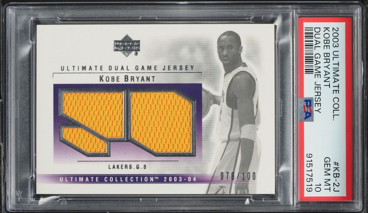 2003 Ultimate Collection Dual Game Jersey Kobe Bryant PATCH /100 PSA 10 GEM MINT
