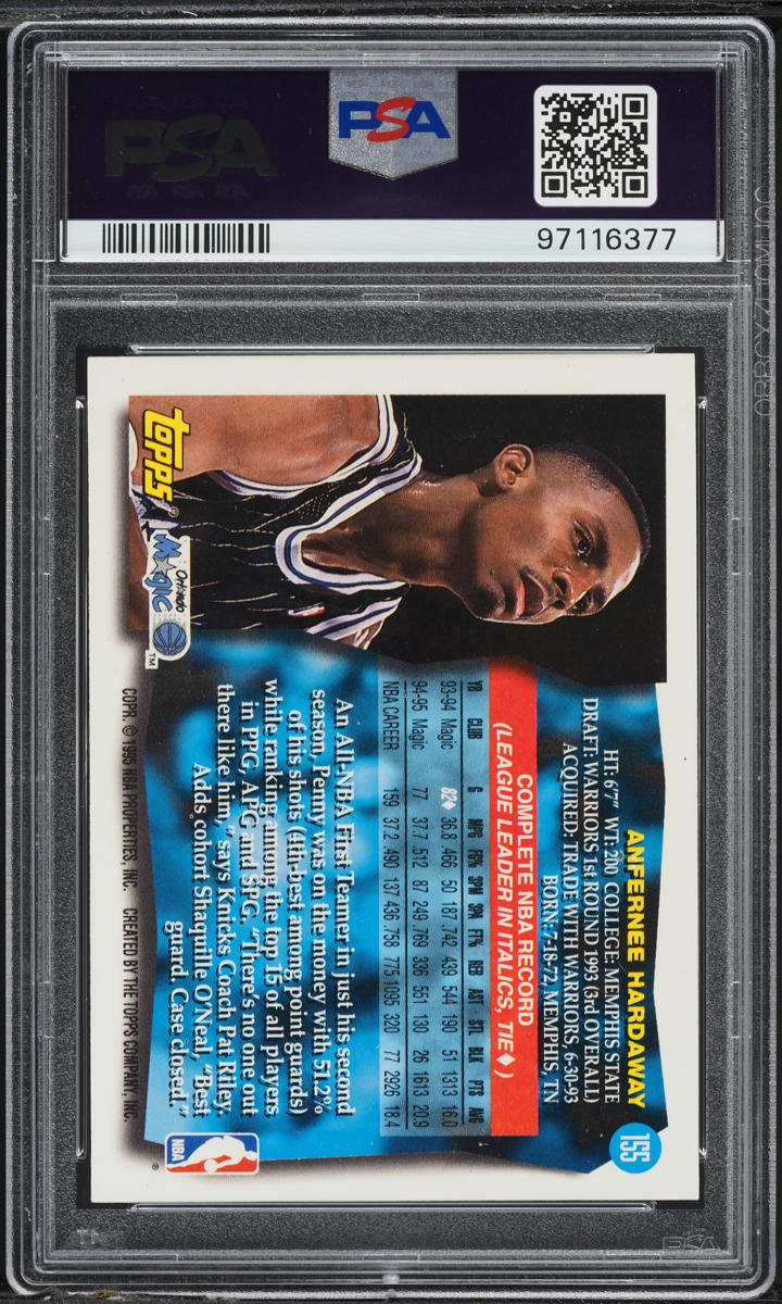 1995 Topps Basketball Anfernee Hardaway #155 PSA 6 EXMT