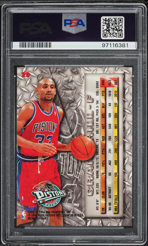 1996 Metal Basketball Grant Hill #29 PSA 8 NM-MT on Fanatics Collect