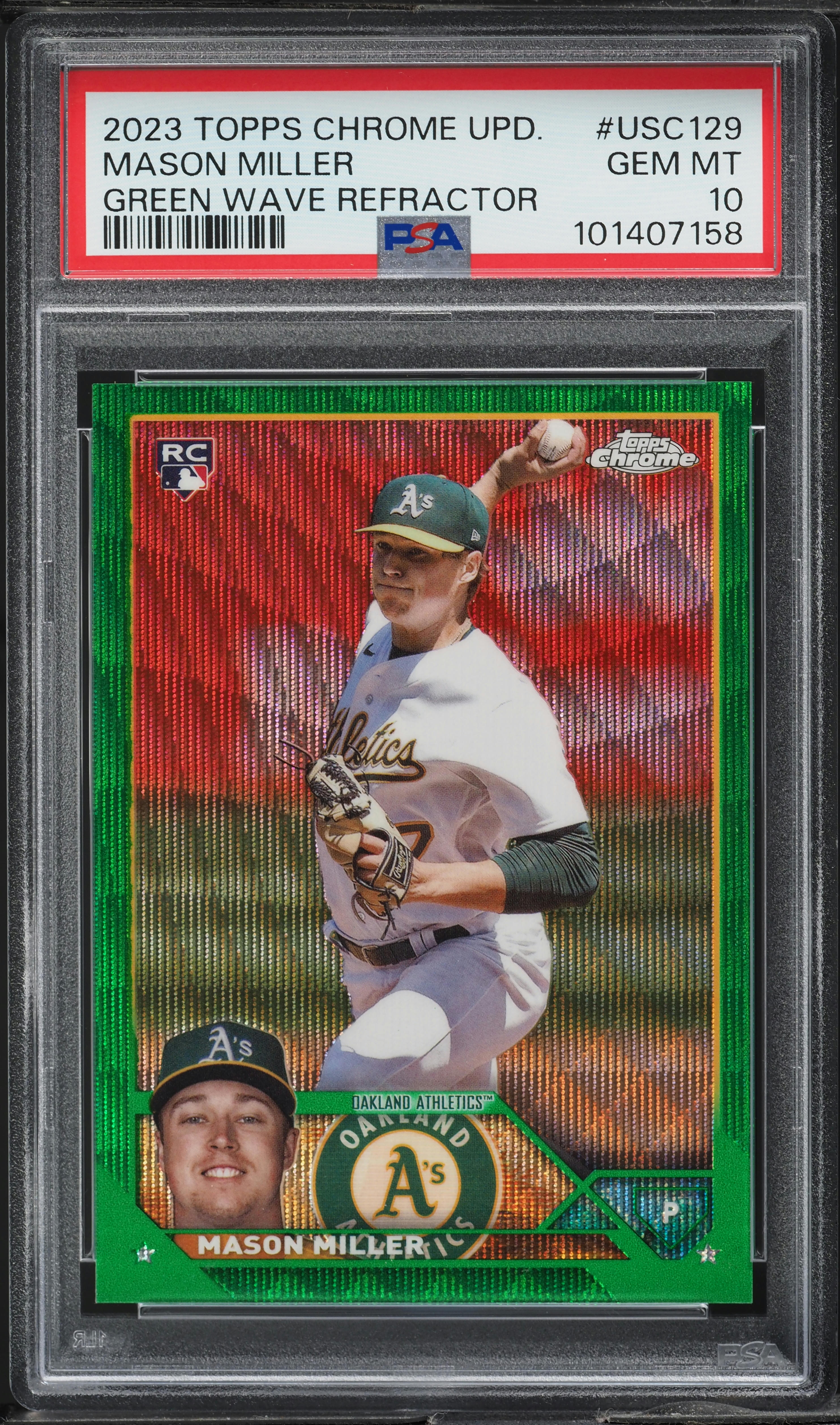 2023 Topps Chrome Update Green Wave Refractor Mason Miller ROOKIE 