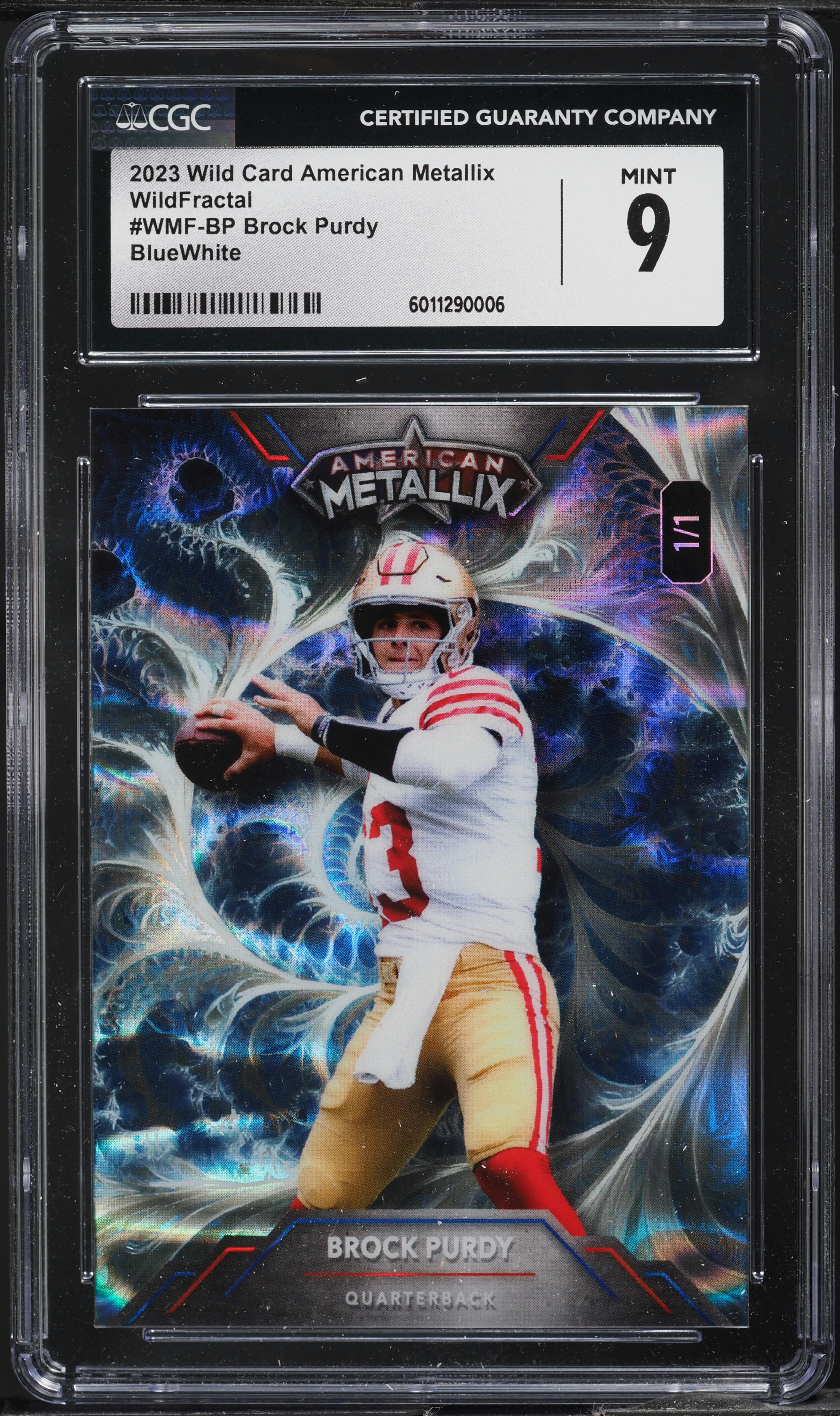 2023 Wild Card American Metallix WildFractal BlueWhite Brock Purdy