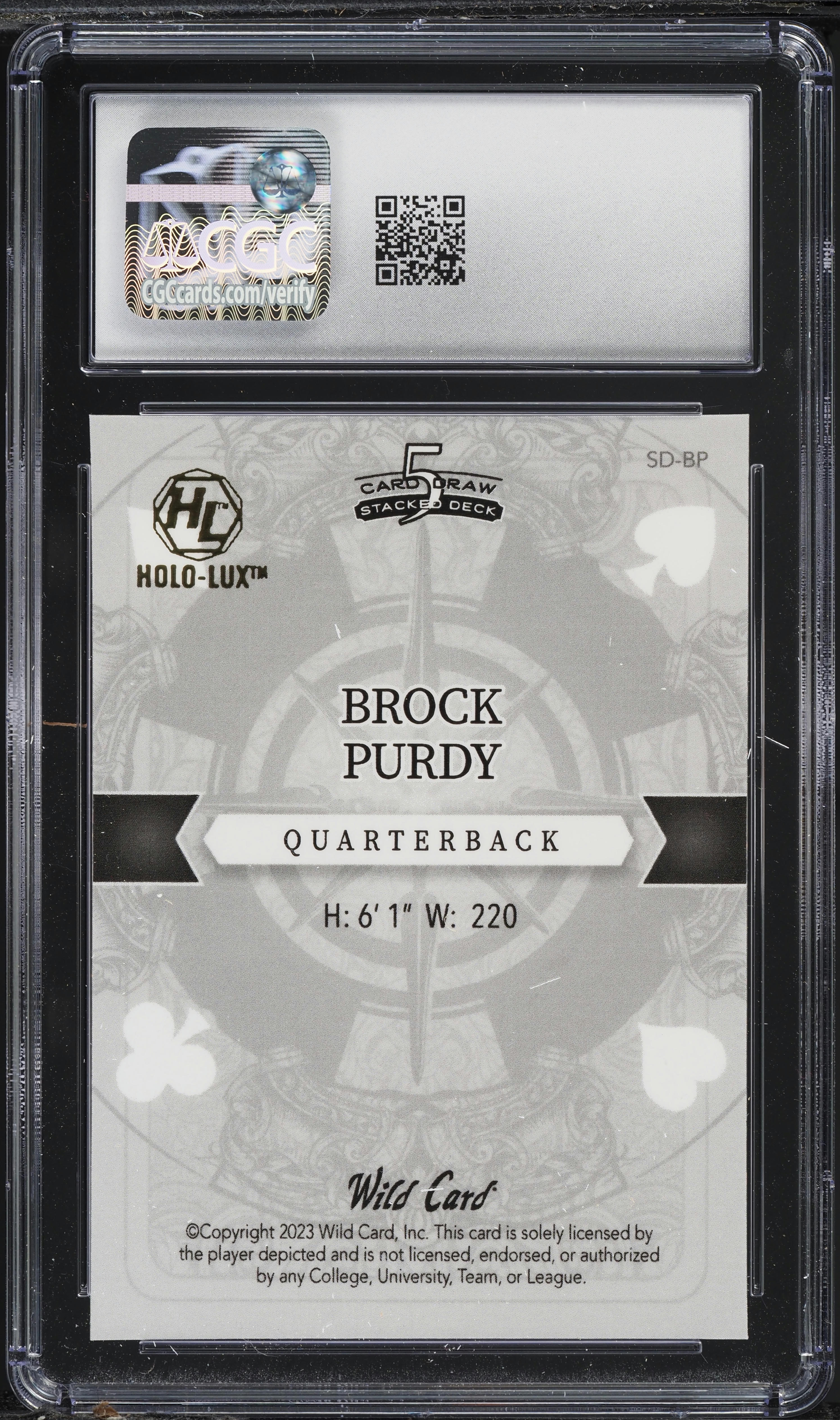 2023 Wild Card 5 Card Draw Stacked Red Sparkles Brock Purdy 1/2