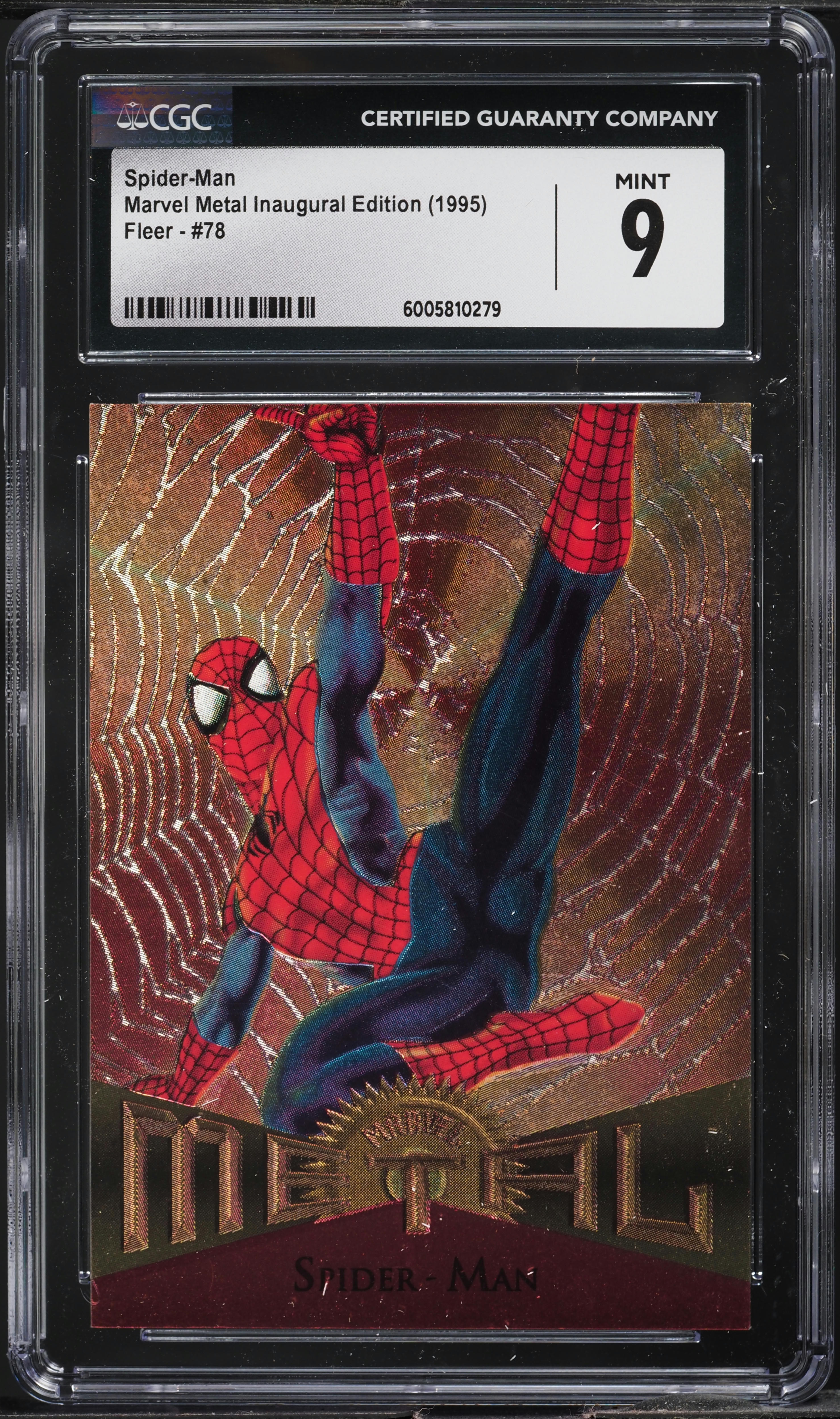 1995 Fleer Marvel Metal Inaugural Edition Spider-Man #78 CGC 9