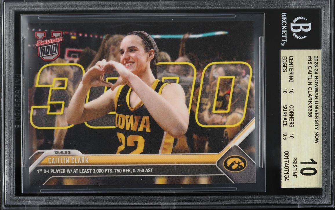 2023 Bowman University Now Caitlin Clark ROOKIE #15 BGS 10 PRISTINE