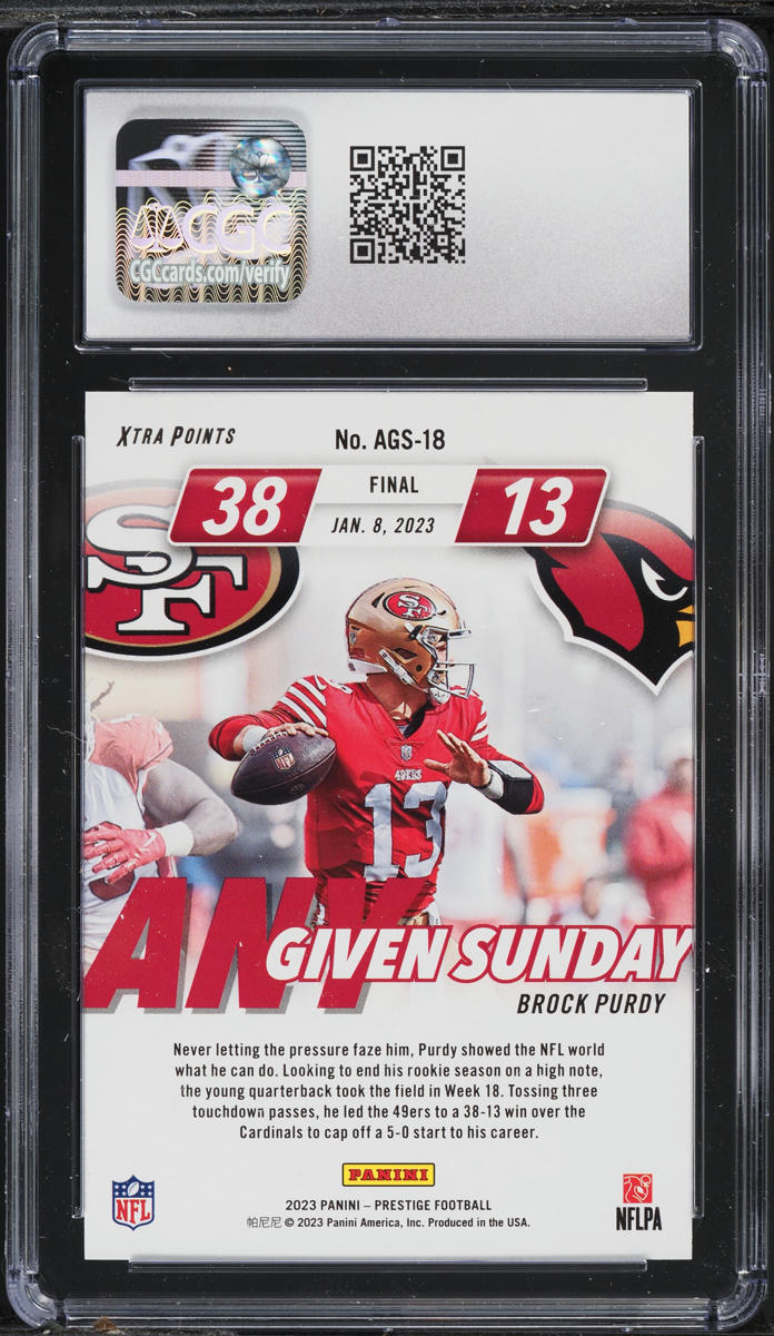 2023 Panini Prestige Any Given Sunday Brock Purdy #AGS-18 CGC 9 MINT