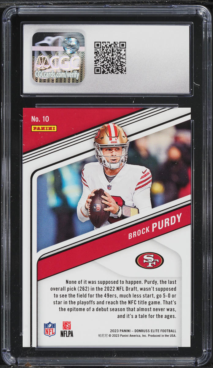 2023 Donruss Elite Status Sparkle Brock Purdy /299 #10 CGC 9 MINT