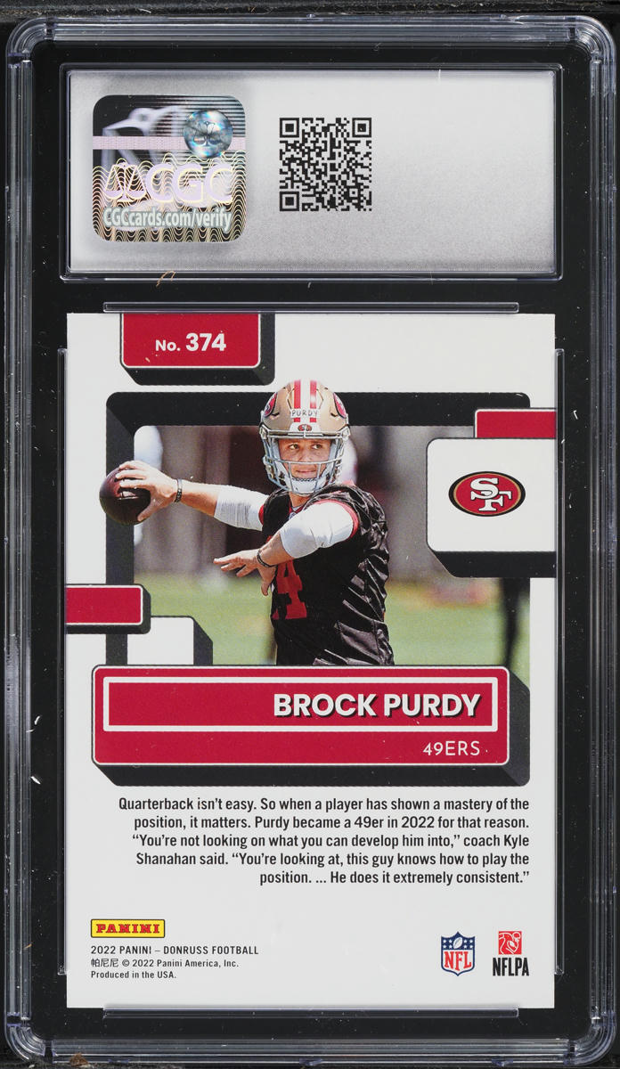 2022 Donruss Football Brock Purdy ROOKIE #374 CGC 9 MINT