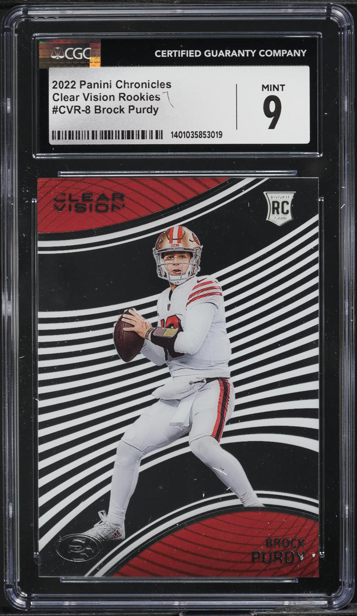 2022 Panini Chronicles Clear Vision Brock Purdy ROOKIE #CVR-8 CGC 9 MINT