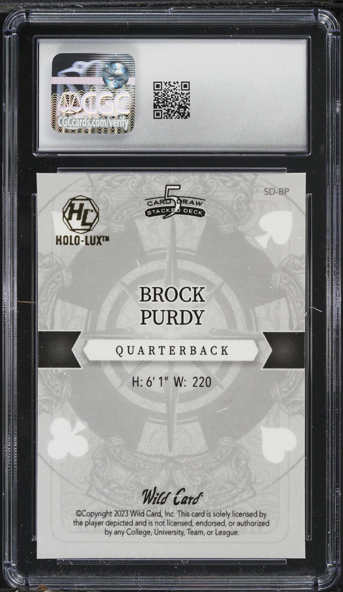 2023 Wild Card 5 Card Draw Stacked Red Sparkles Brock Purdy 1/2