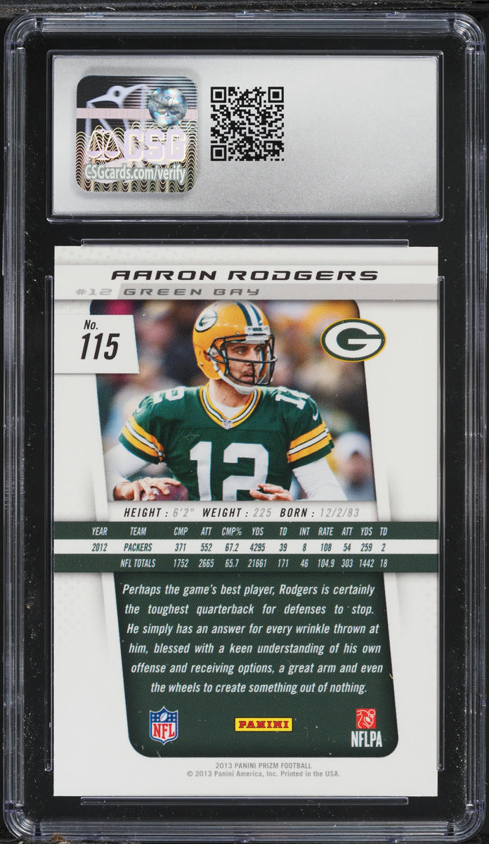 2013 Panini Prizm Aaron Rodgers #115 CSG 10 GEM MINT