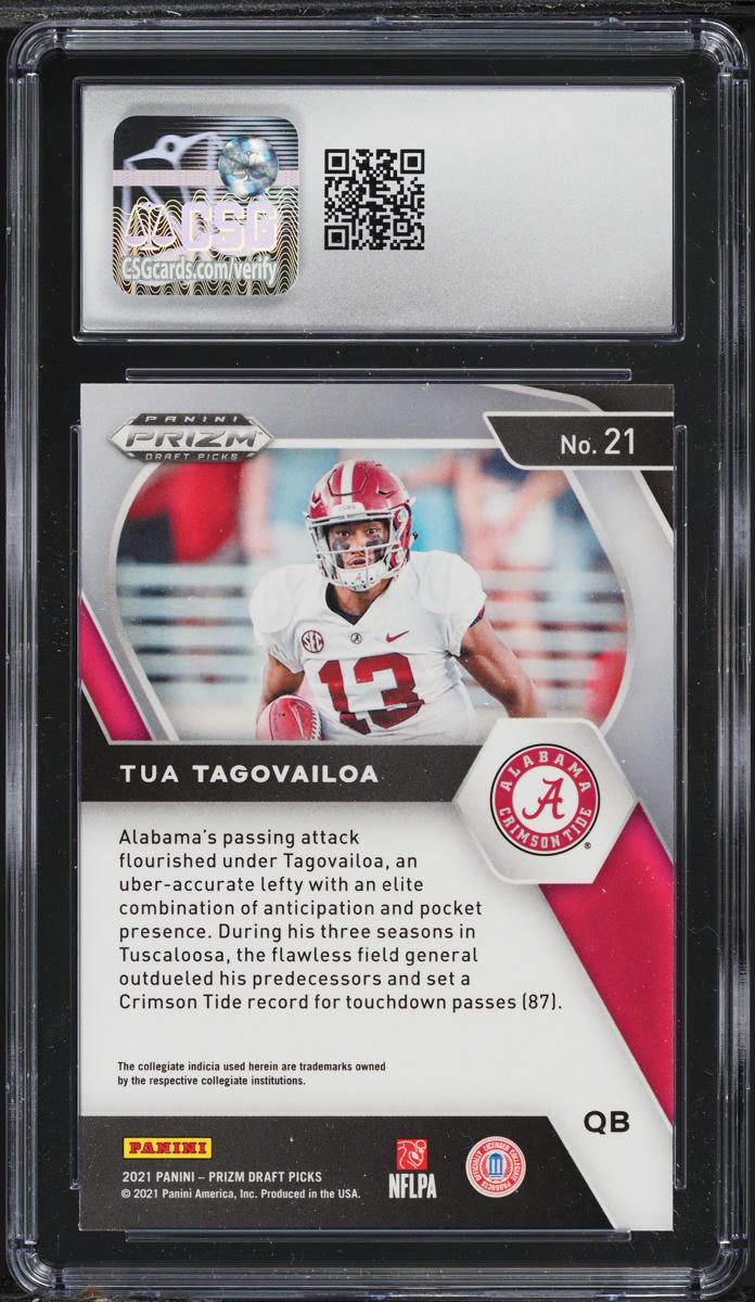 2021 Panini Prizm Draft Picks Tua Tagovailoa #21 CSG 9 MINT