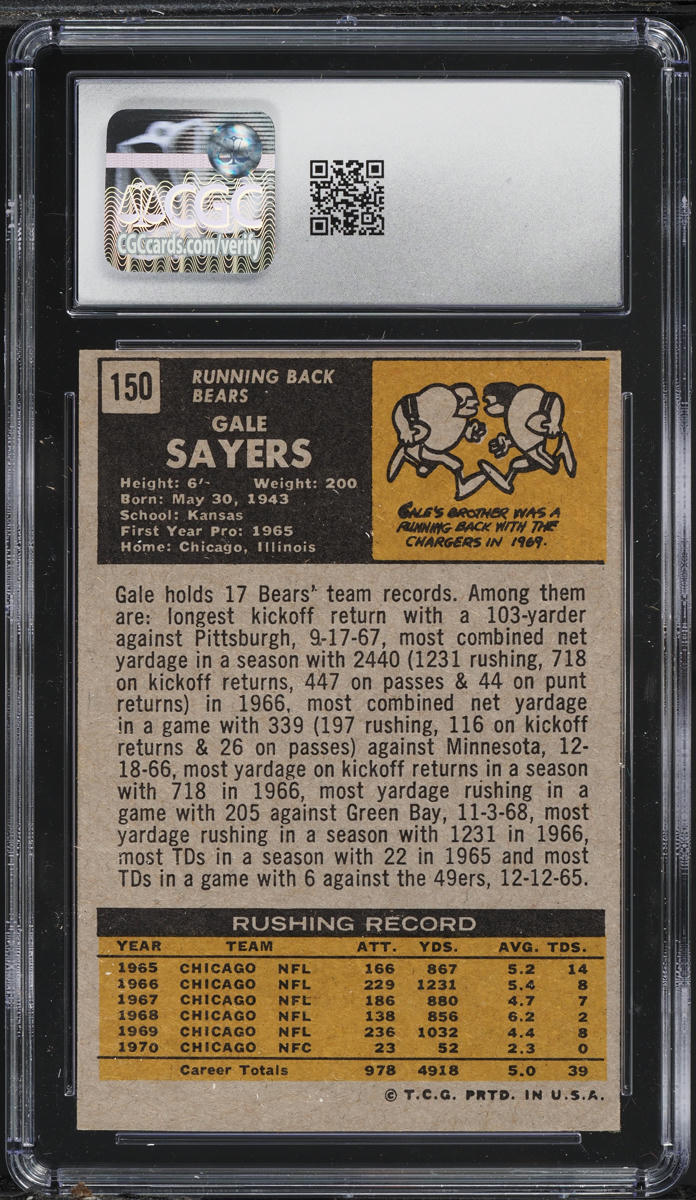 1971 Topps Football Gale Sayers #150 CGC 5.5 EX+
