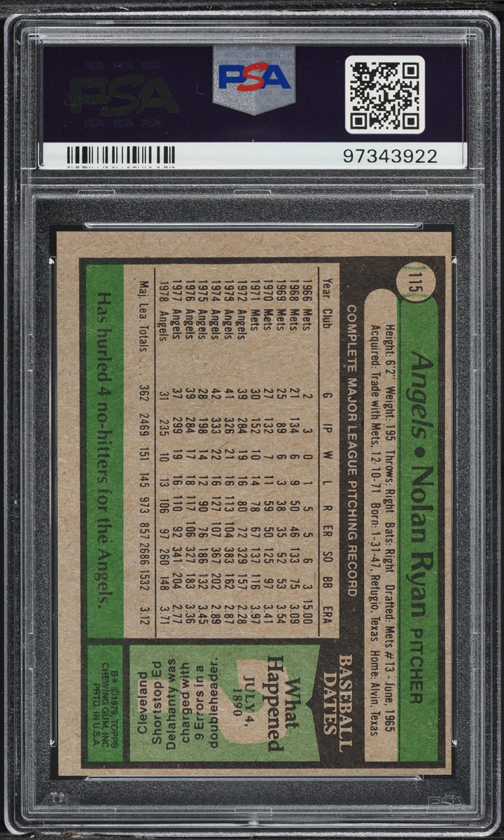 1979 Topps Nolan Ryan #115 PSA 8 NM-MT