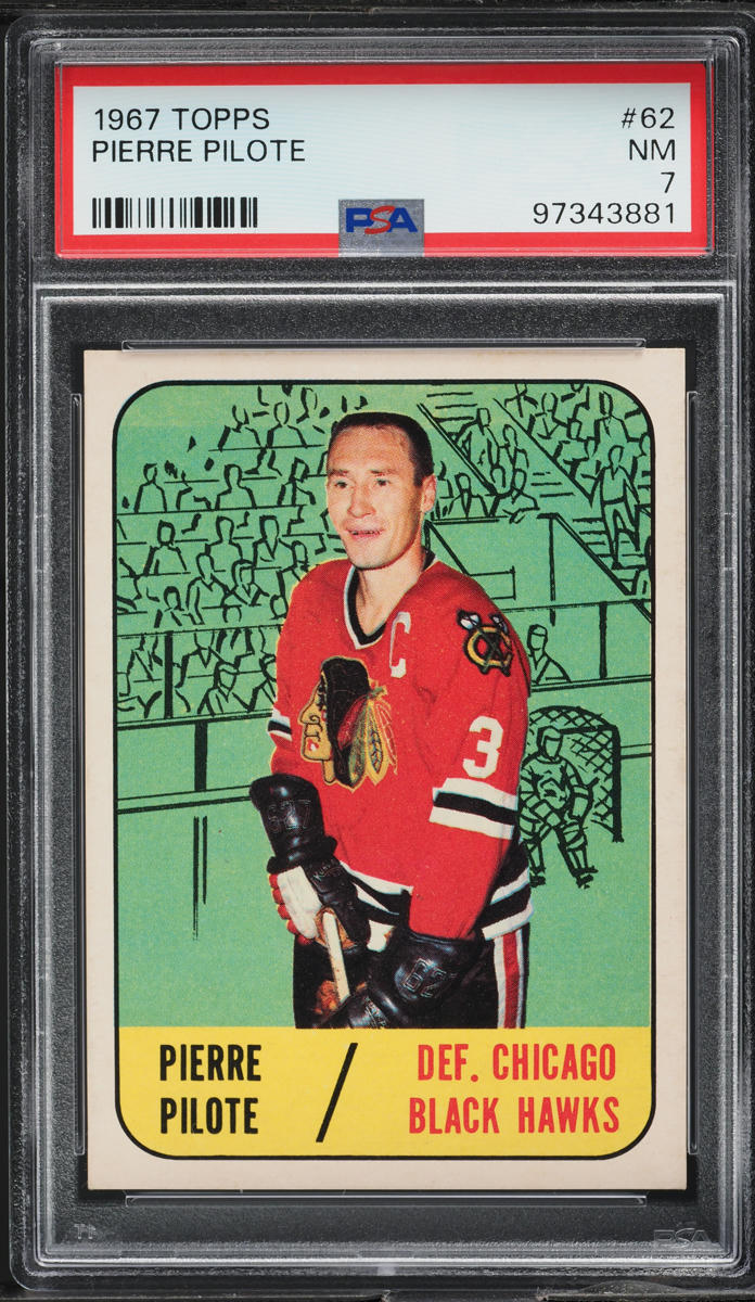 1967 Topps Hockey Pierre Pilote #62 PSA 7 NRMT